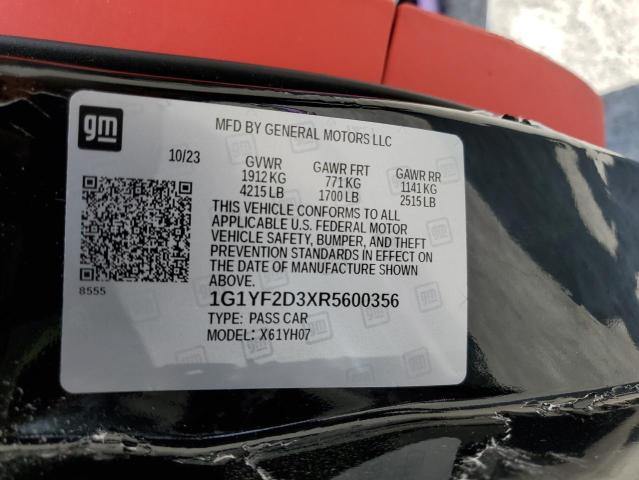 2024 Chevrolet Corvette Z06 3Lz VIN: 1G1YF2D3XR5600356 Lot: 58857864