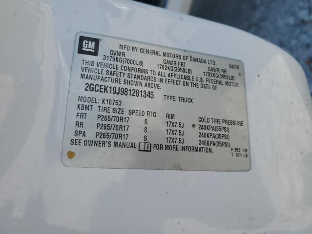 2008 Chevrolet Silverado K1500 VIN: 2GCEK19J981281345 Lot: 58712534