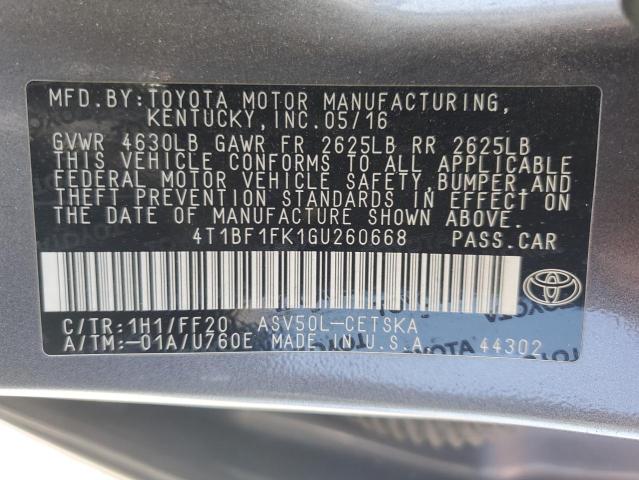 VIN 4T1BF1FK1GU260668 2016 Toyota Camry, LE no.12