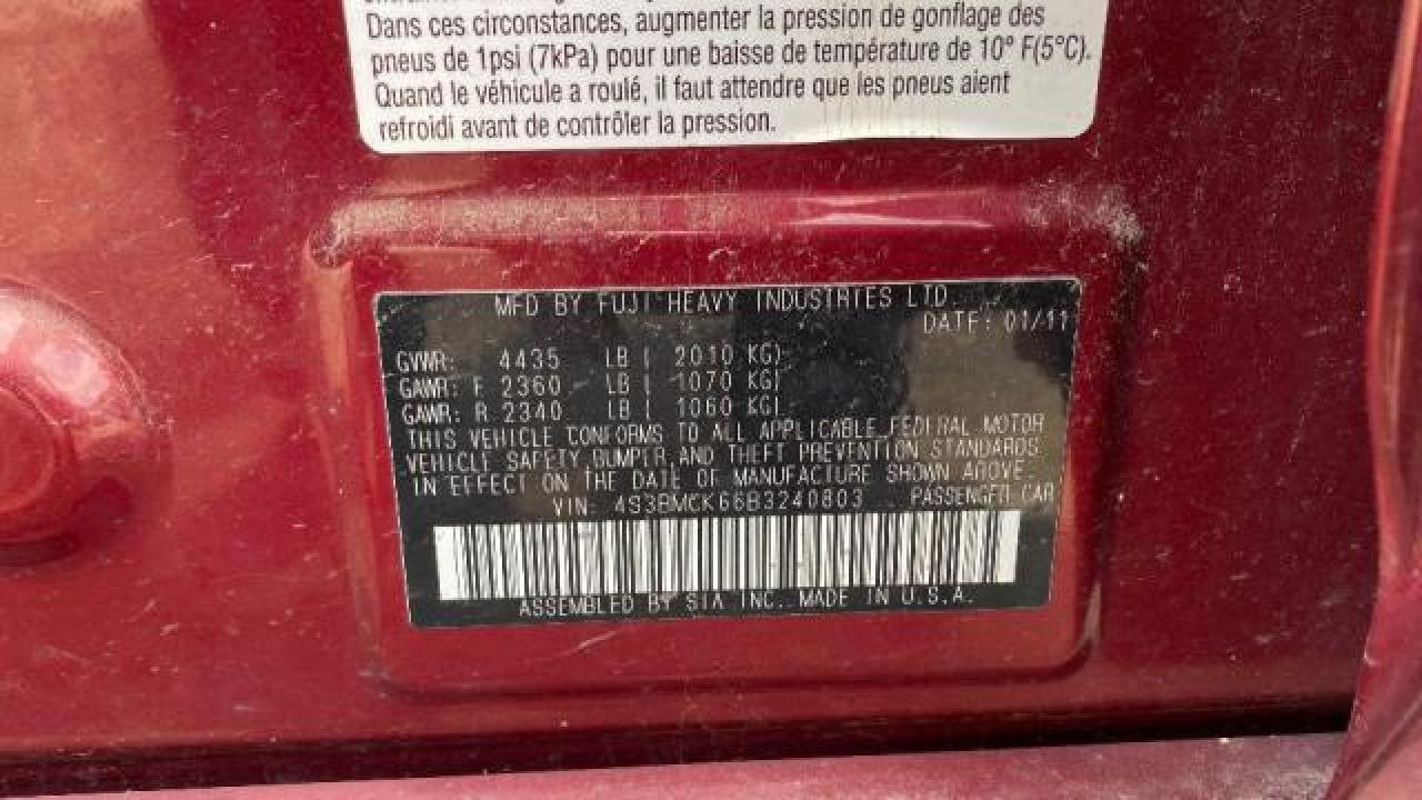 4S3BMCK66B3240803 2011 Subaru Legacy 2.5I Limited