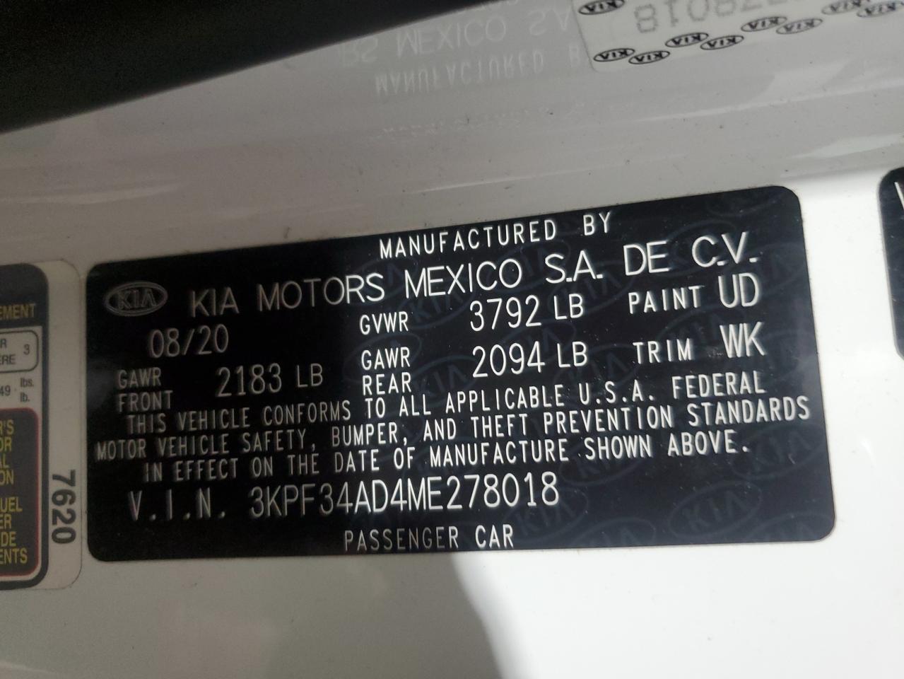 3KPF34AD4ME278018 2021 Kia Forte Gt Line