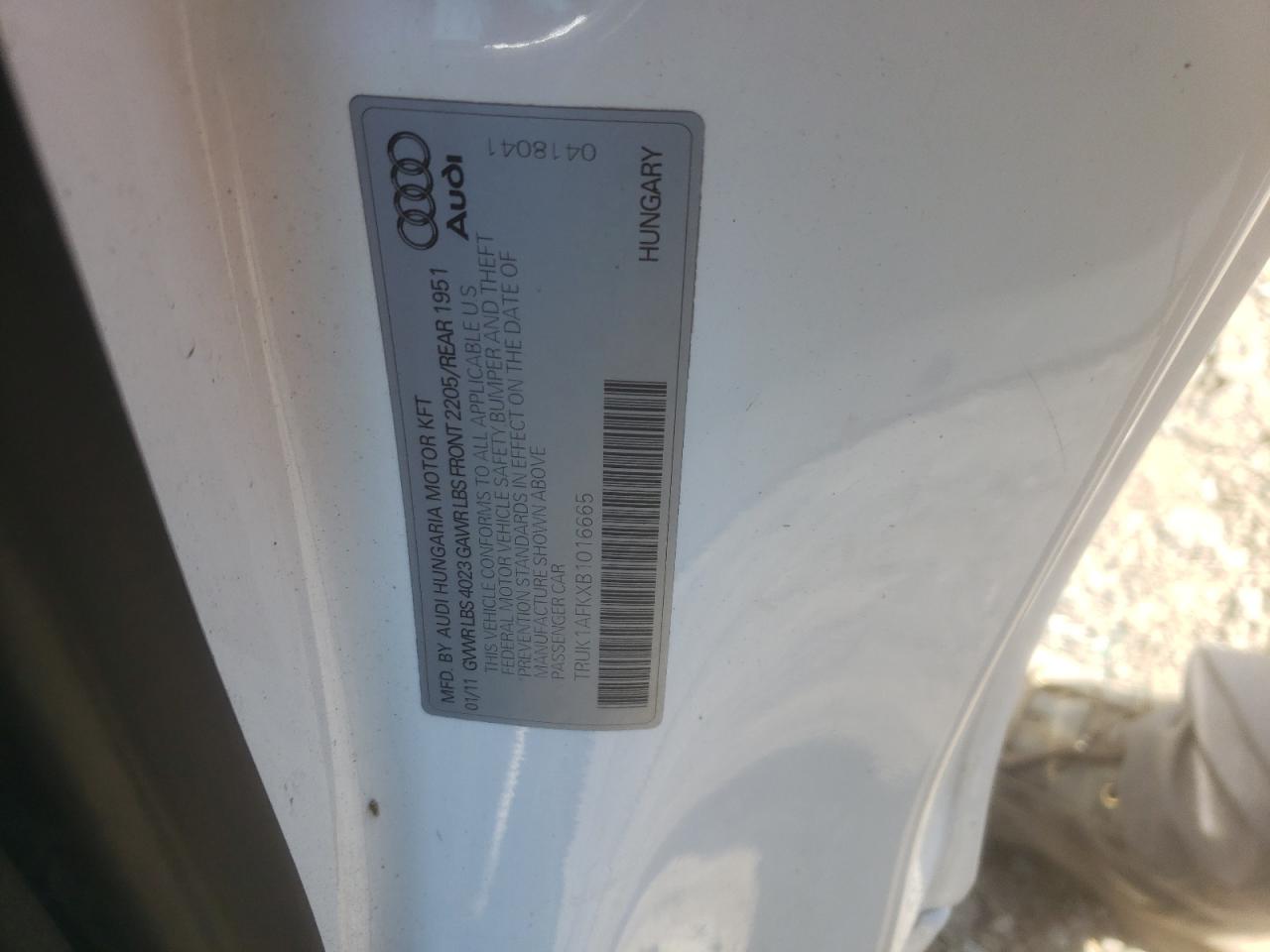 TRUK1AFKXB1016665 2011 Audi Tts Prestige