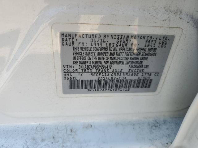 2016 Nissan Sentra S VIN: 3N1AB7AP9GY291412 Lot: 59422424