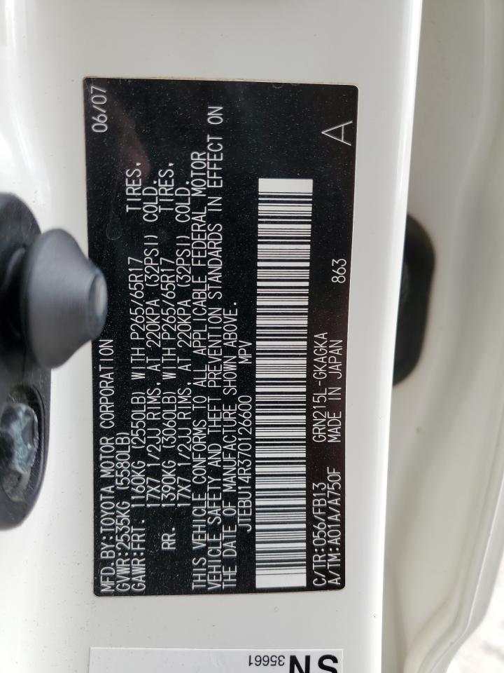 JTEBU14R370126600 2007 Toyota 4Runner Sr5