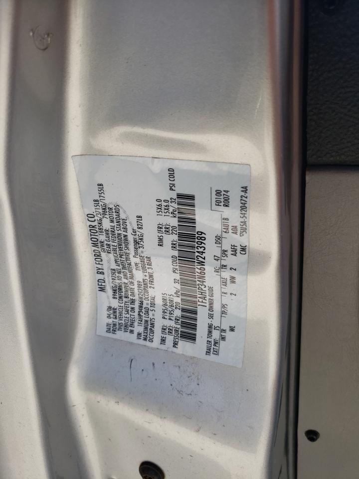 1FAHP34N66W243989 2006 Ford Focus Zx4