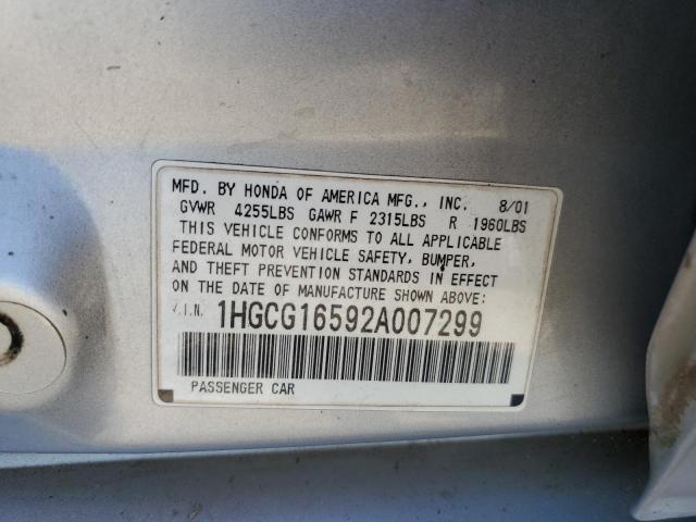 1HGCG16592A007299 2002 Honda Accord Ex