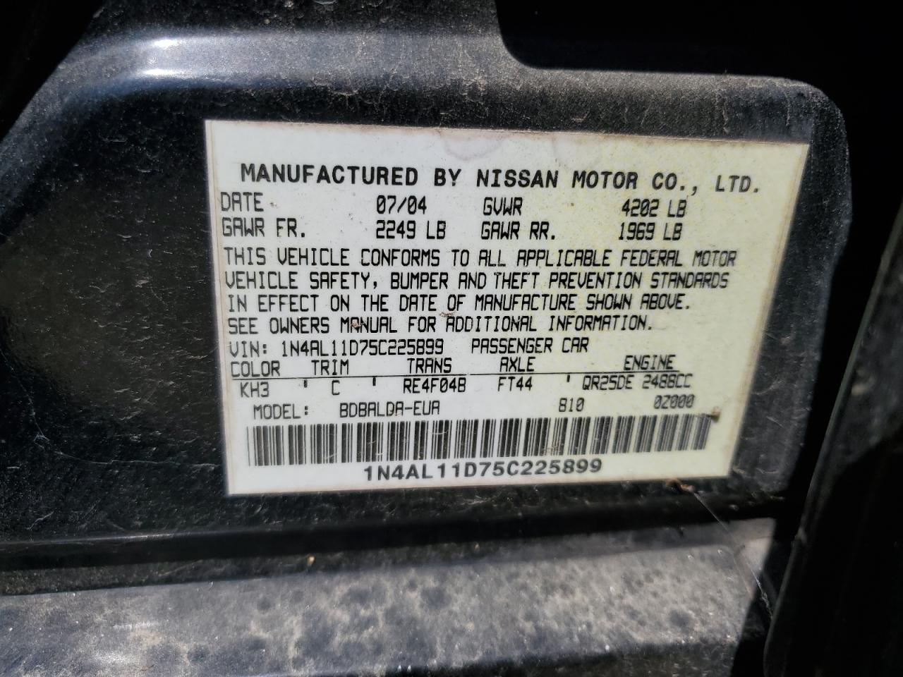 1N4AL11D75C225899 2005 Nissan Altima S