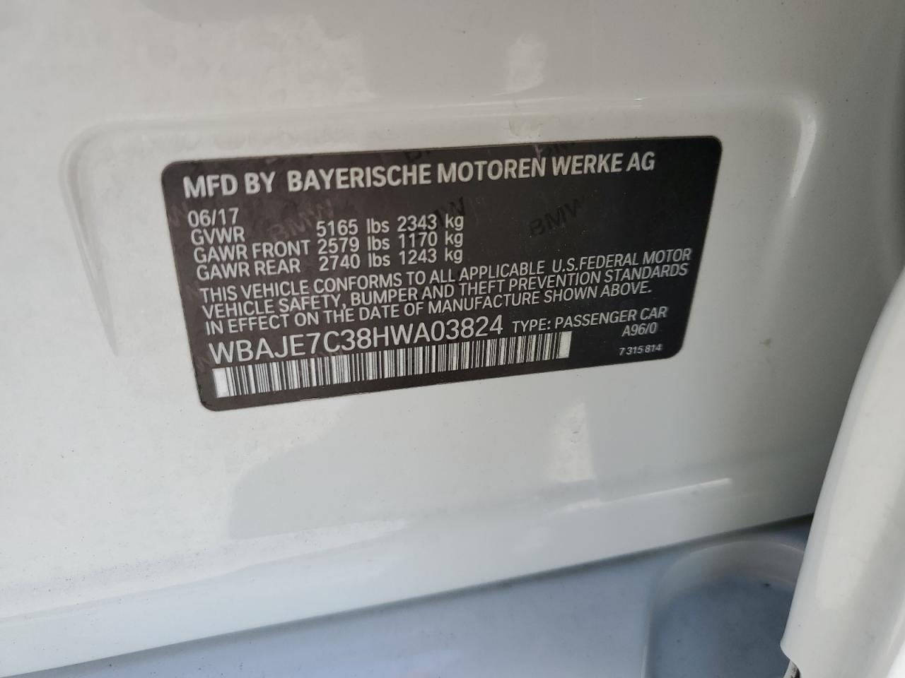 WBAJE7C38HWA03824 2017 BMW 540 Xi