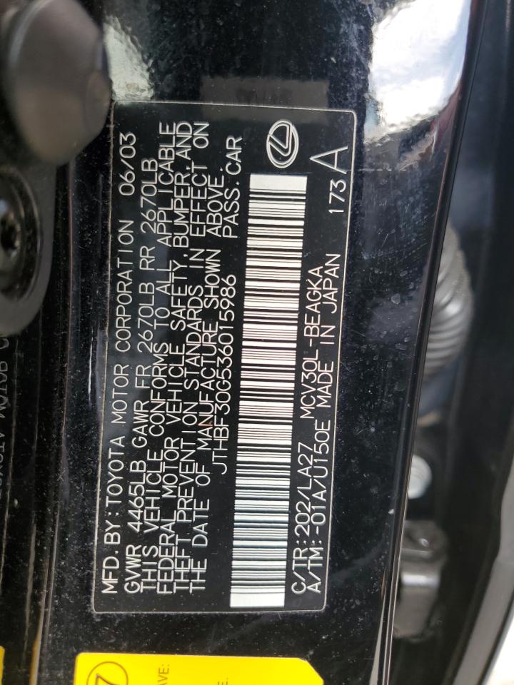 JTHBF30G536015986 2003 Lexus Es 300