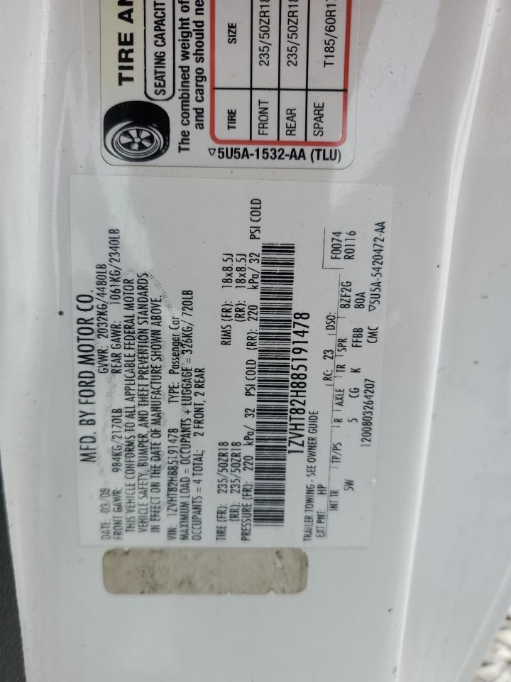 1ZVHT82H885191478 2008 Ford Mustang Gt