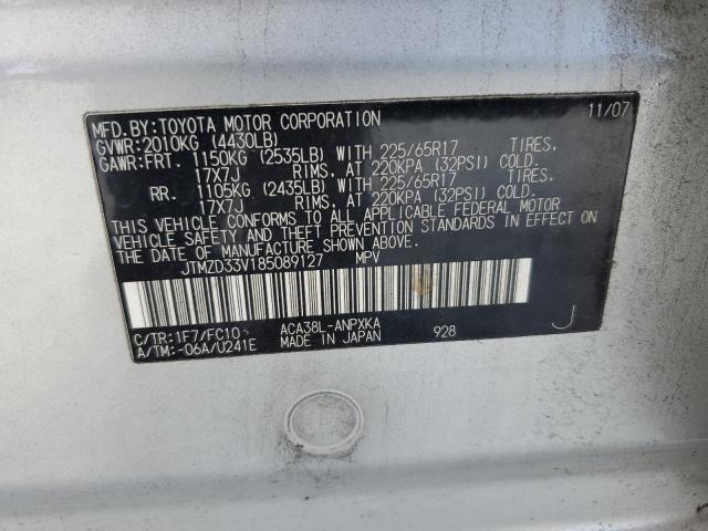 2008 Toyota Rav4 VIN: JTMZD33V185089127 Lot: 58357564