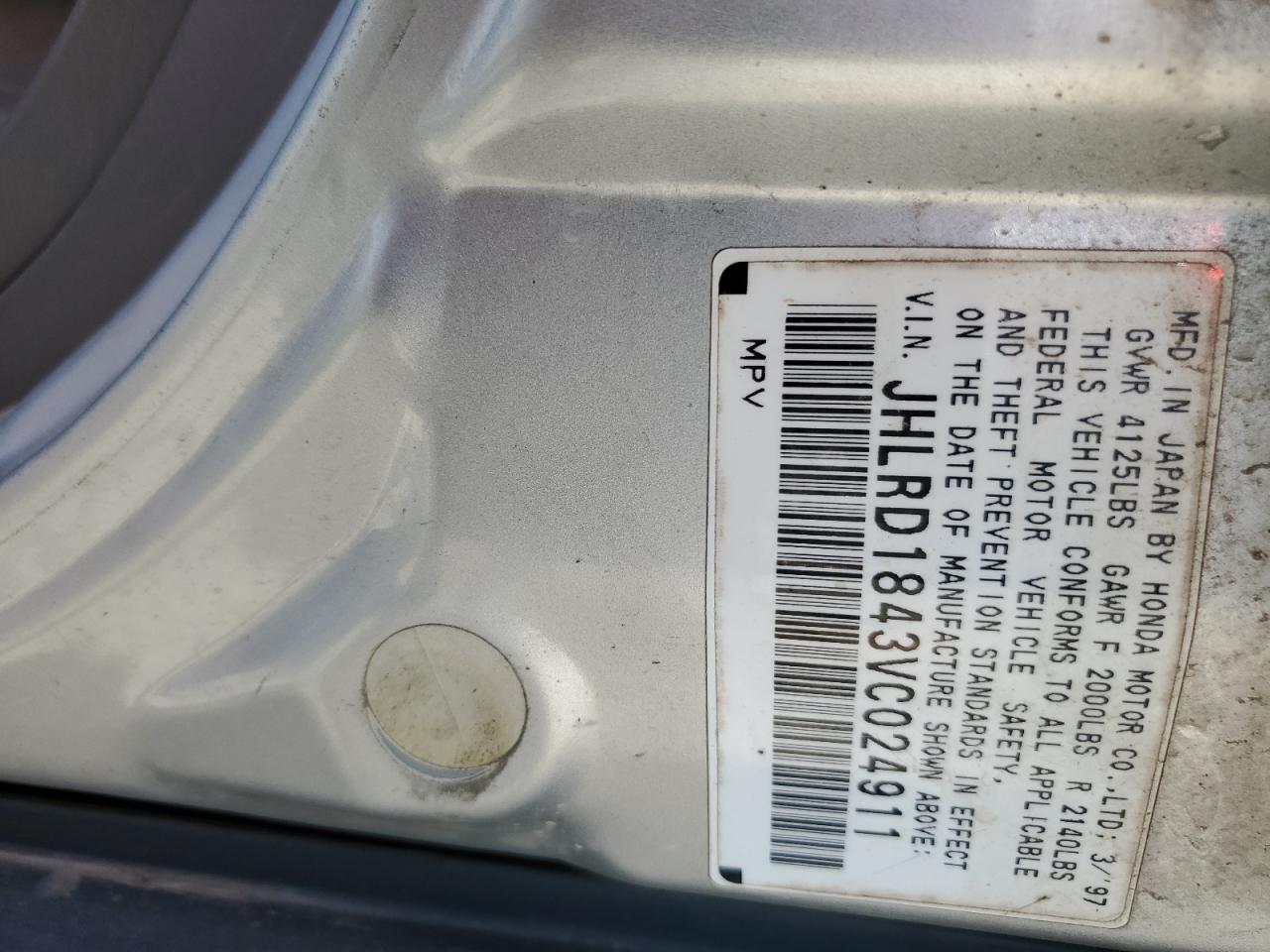 JHLRD1843VC024911 1997 Honda Cr-V Lx