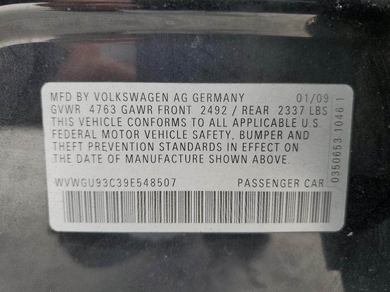 WVWGU93C39E548507 2009 Volkswagen Cc Vr6 4Motion