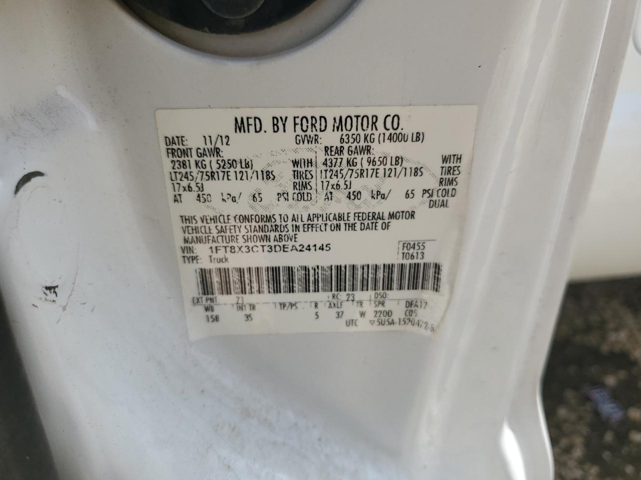 1FT8X3CT3DEA24145 2013 Ford F350 Super Duty