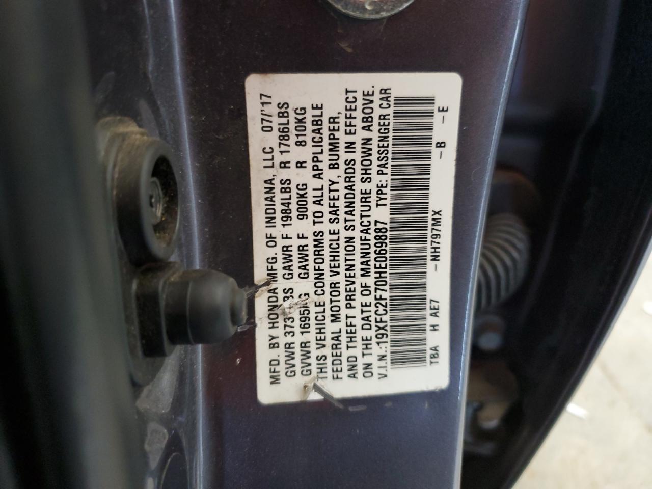 19XFC2F70HE069887 2017 Honda Civic Ex 19XFC2F70HE069887 2017 Honda Civic Ex