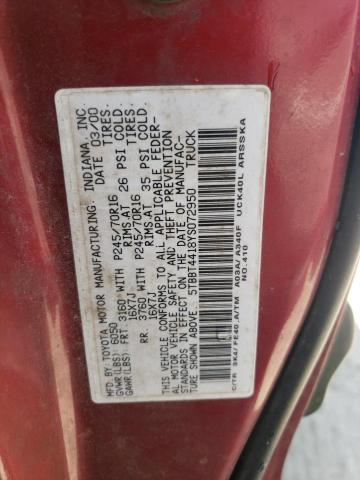 2000 Toyota Tundra Access Cab VIN: 5TBBT4418YS072950 Lot: 56265864