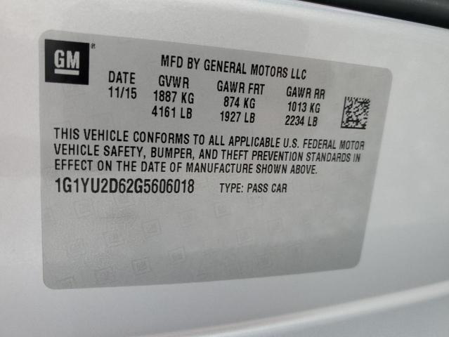 2016 Chevrolet Corvette Z06 3Lz VIN: 1G1YU2D62G5606018 Lot: 59498664