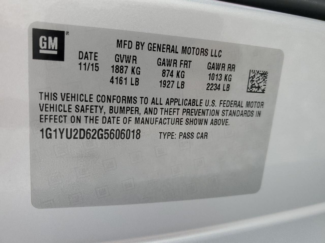 1G1YU2D62G5606018 2016 Chevrolet Corvette Z06 3Lz