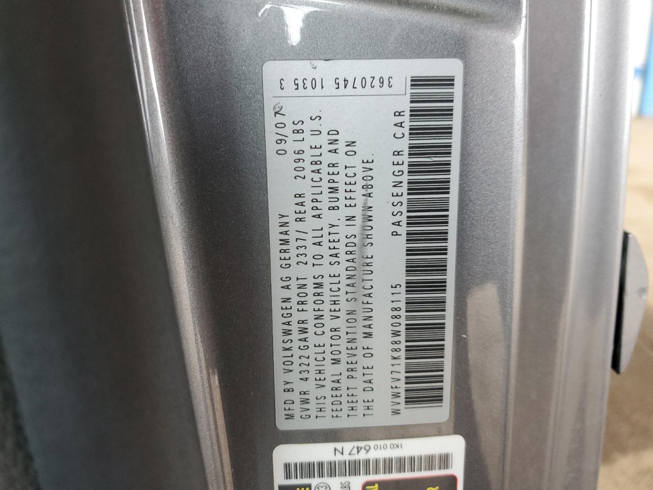 WVWFV71K88W088115 2008 Volkswagen Gti