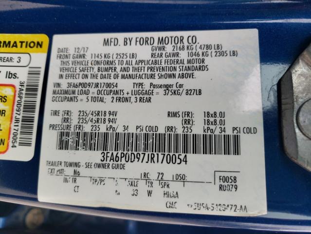 3FA6P0D97JR170054 2018 FORD FUSION - Image 12