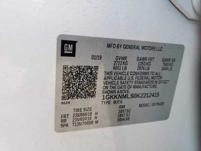 2019 GMC Acadia Slt-1 VIN: 1GKKNMLS0KZ212415 Lot: 59492324