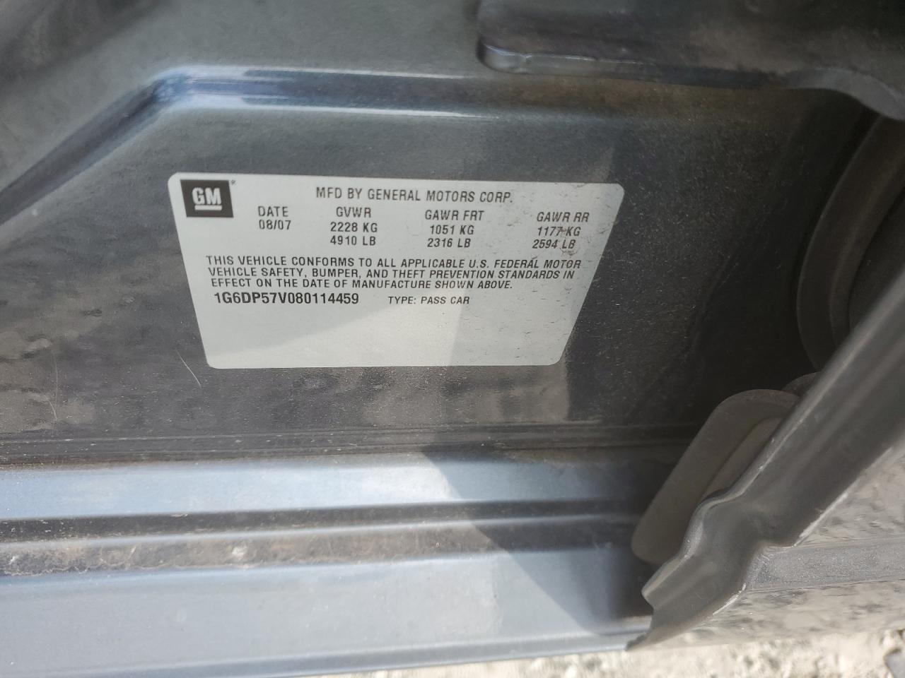 1G6DP57V080114459 2008 Cadillac Cts Hi Feature V6