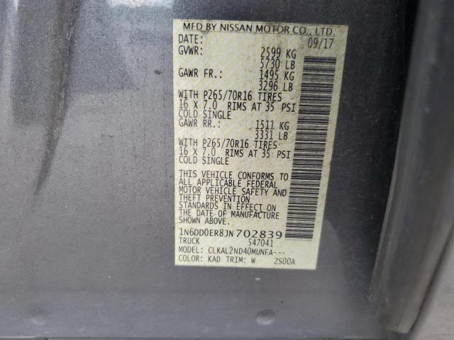 2018 NISSAN .4X2XE 1N6DD0ER8JN702839
