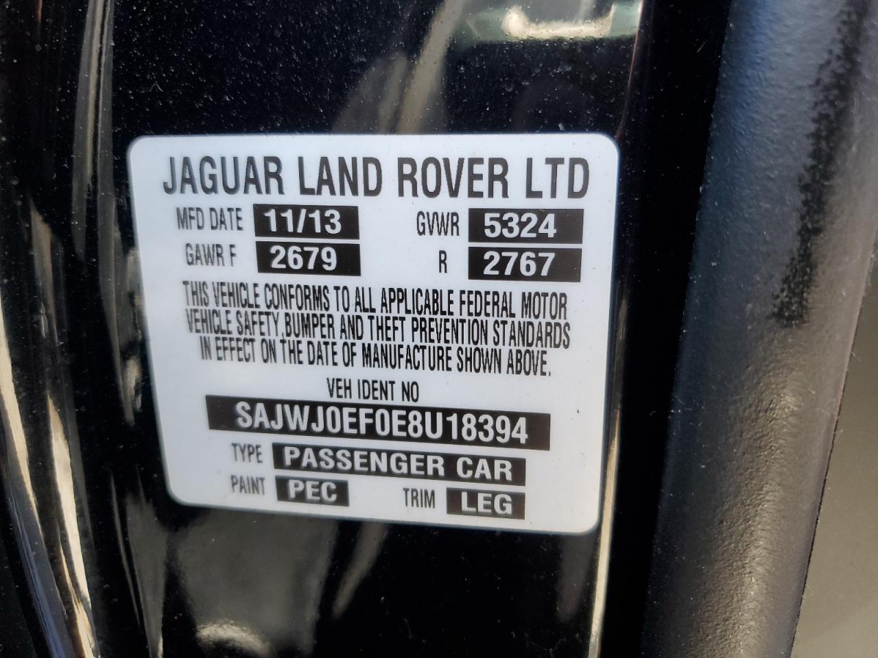 SAJWJ0EF0E8U18394 2014 Jaguar Xf