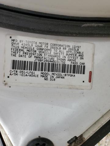 1998 Lexus Es 300 VIN: JT8BF28G4W5031752 Lot: 59270794