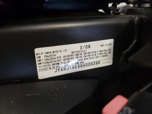 2008 YAMAHA YZFR6 JYARJ16E68A006299