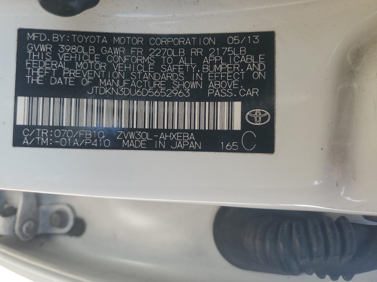 JTDKN3DU6D5652963 2013 Toyota Prius