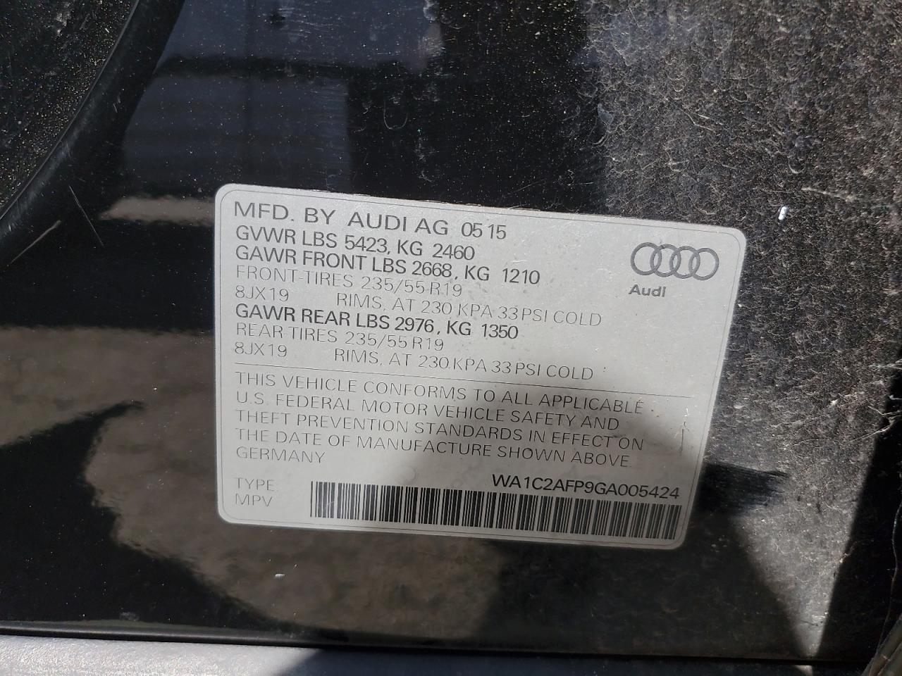 WA1C2AFP9GA005424 2016 Audi Q5 Premium