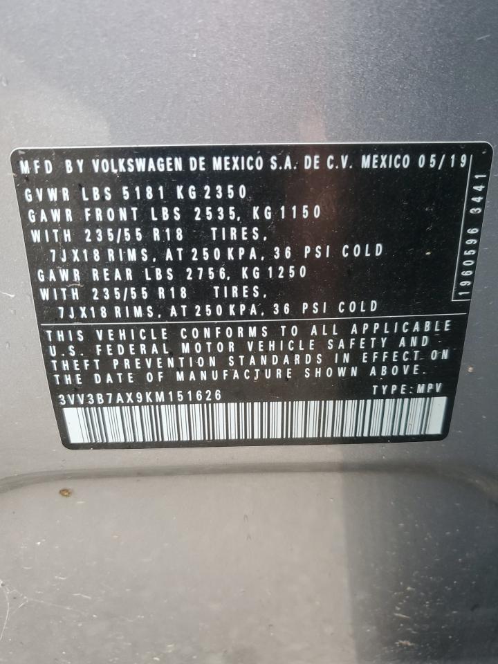 3VV3B7AX9KM151626 2019 Volkswagen Tiguan Se