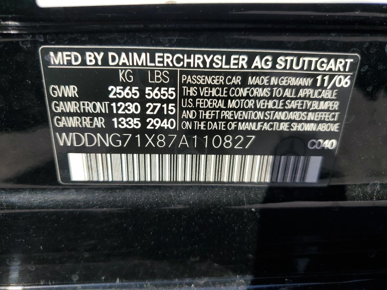 WDDNG71X87A110827 2007 Mercedes-Benz S 550