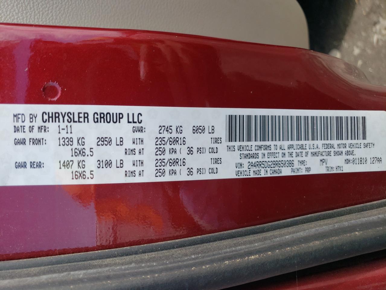 2A4RR5DG2BR650386 2011 Chrysler Town & Country Touring