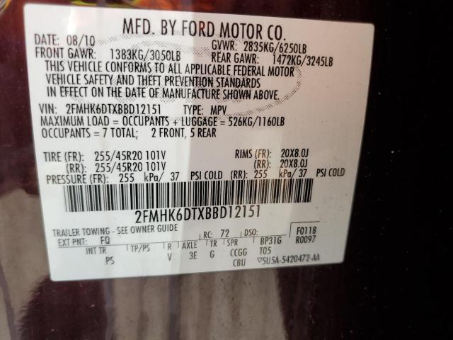 2011 Ford Flex Limited VIN: 2FMHK6DTXBBD12151 Lot: 60550284