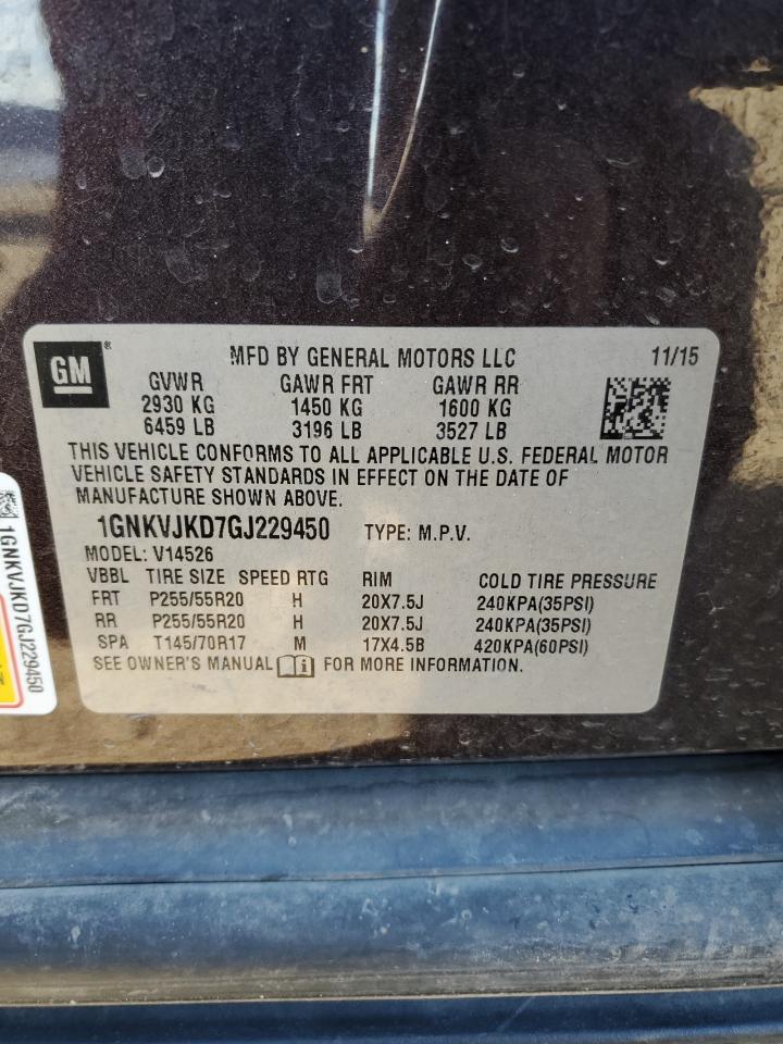1GNKVJKD7GJ229450 2016 Chevrolet Traverse Ltz