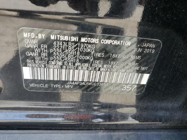 2019 Mitsubishi Outlander Sport Es VIN: JA4AP3AU5KU033651 Lot: 58436034