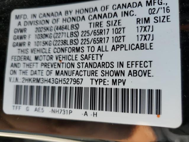 2016 HONDA CR-V SE - 2HKRM3H43GH527967