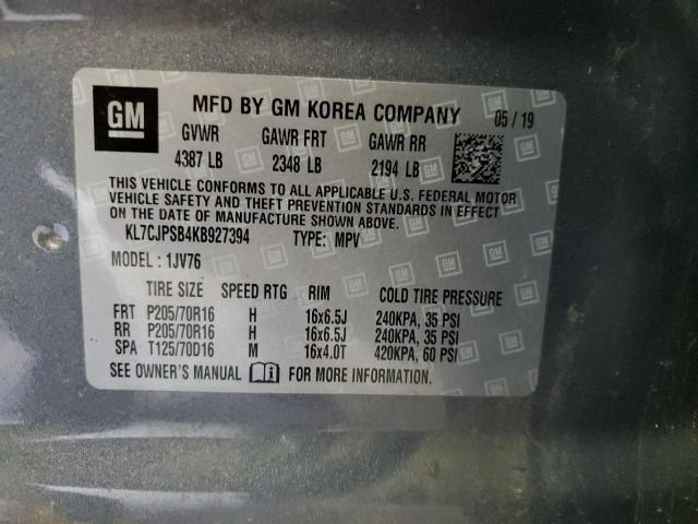 2019 Chevrolet Trax 1Lt VIN: KL7CJPSB4KB927394 Lot: 60369074