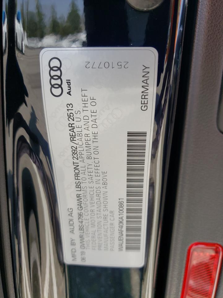 WAUENAF40KA100861 2019 Audi A4 Premium Plus