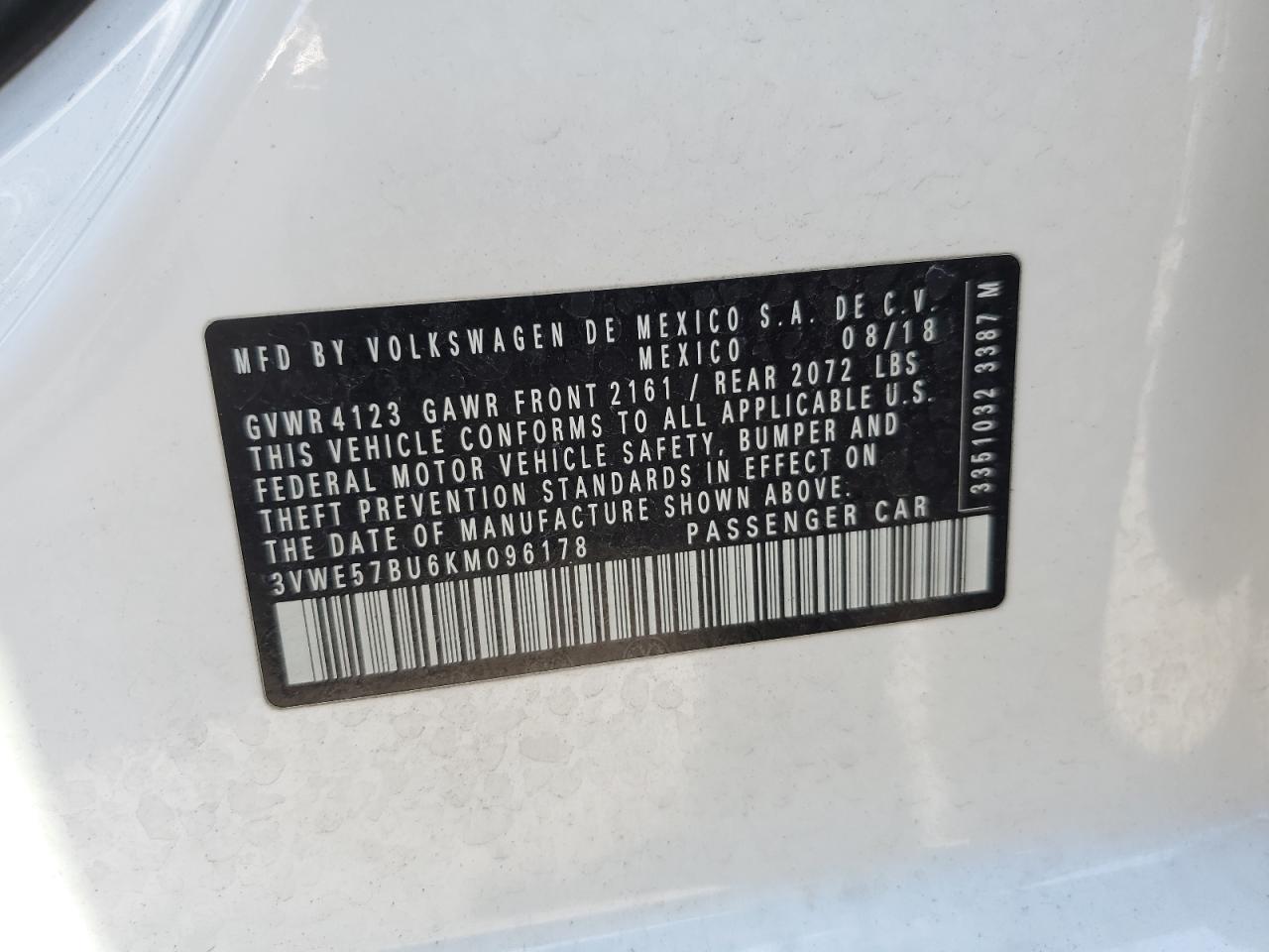 3VWE57BU6KM096178 2017 Volkswagen Jetta Sel