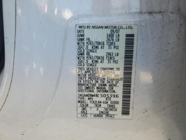 2008 Nissan Xterra Off Road VIN: 5N1AN08W48C505396 Lot: 60776744