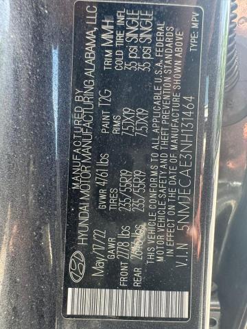 2022 Hyundai Tucson Limited VIN: 5NMJECAE3NH131464 Lot: 57885794