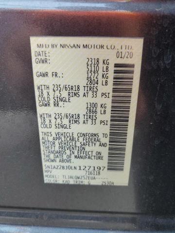 2020 Nissan Murano Sv VIN: 5N1AZ2BJ0LN127197 Lot: 57252804