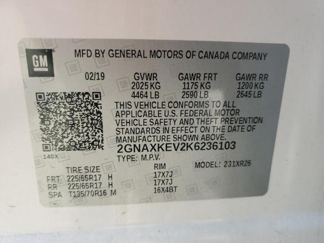 2019 CHEVROLET EQUINOX LT - 2GNAXKEV2K6236103