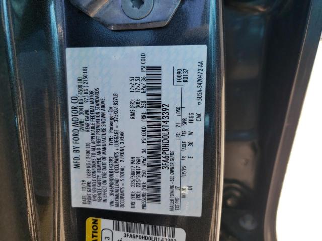 VIN 3FA6P0HD0LR143392 2020 Ford Fusion, SE no.12