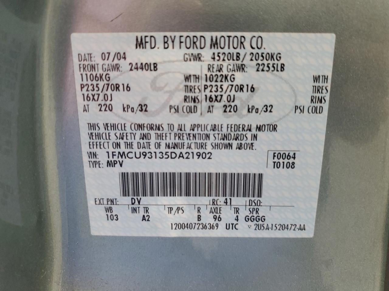 1FMCU93135DA21902 2005 Ford Escape Xlt