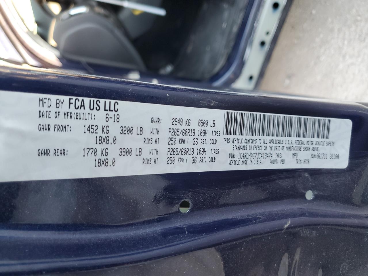 1C4RDHAG7JC413474 2018 Dodge Durango Sxt