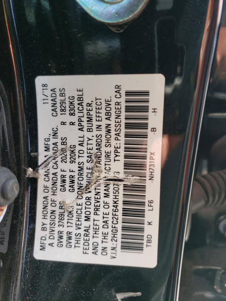 2HGFC2F64KH507878 2019 Honda Civic Lx